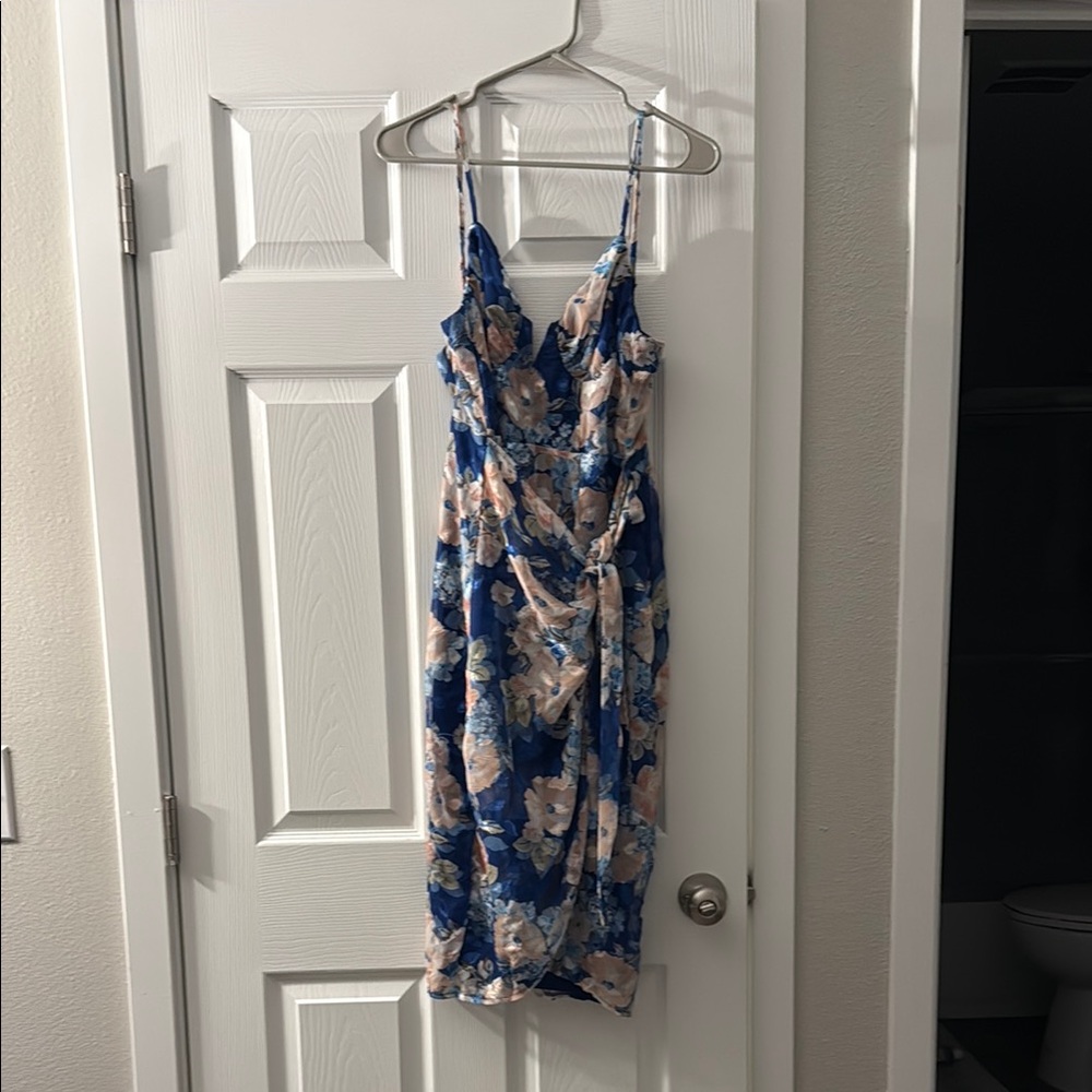 Floral Blue and Cream Dress